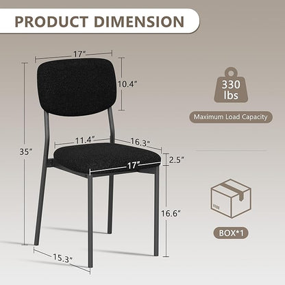 Einhomn Upholstered Dining Chairs Set of 4, Stackable Modern Dining Room Chairs, Kitchen Chairs w/Soft Velvet Backrest & Sturdy Metal Legs for Restaurant, Living Room, Black
