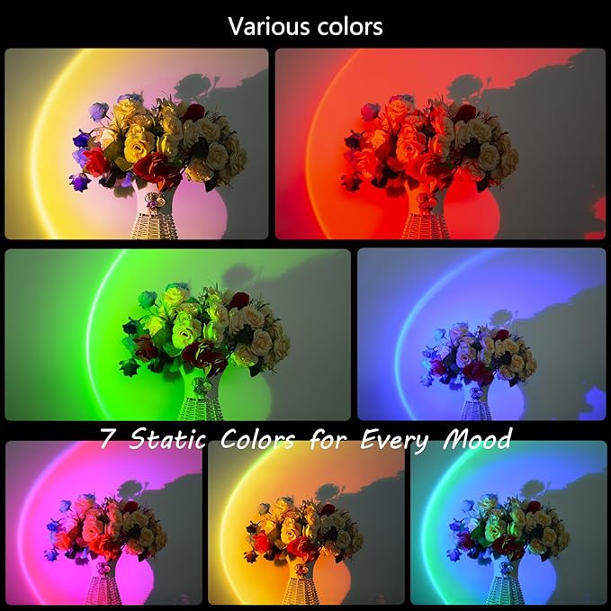 LED Sunset Lamp Projector,Multicolor Changing with USB Port,Sunset Light 180°Rotation for Room Decor,Sunset Lamp for Bedroom,Photography Party,Tiktok Live,Gift for Halloween, Christmas