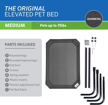 Coolaroo Original Elevated Dog Bed - Breathable Off-The-Ground Pet Bed with Cooling Fabric, Joint Relief & Moisture-Resistant Fabric, 100% Recyclable, Easy Clean, Gunmetal, Medium