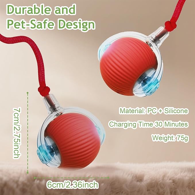 Interactive Cat Toys Balls for Indoor Cats, 2025 New Motion Activated Cat Balls with 360° Smart Automatic Rolling Moving for Bored Kitten Pet Cats Dogs (Gray)