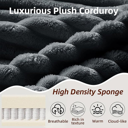 134 Inch Cloud Sectional Couch for Living Room,Corduroy Boneless Couches with Cup Holder,Modern Modular Sectional Sofa with Deep Seat,No Assembly Required (Dark Gray, U-Shaped Sofa)