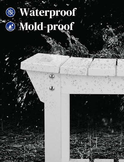 Waterproof Shower Bench, Poly Lumber Shower Stool for Shaving Legs, Shower Chair Seat with Storage Shelf and Handles, Bathroom Bench for Inside Shower, Non-Slip