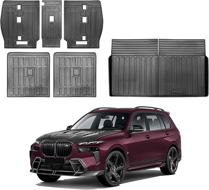 Compatible for 2019-2025 BMW X7 Cargo Liner & Backrest Mats All Weather TPE Mat 2nd Row and 3rd Row Seat Back Cover for 2019-2025 BMW X7 Accessories