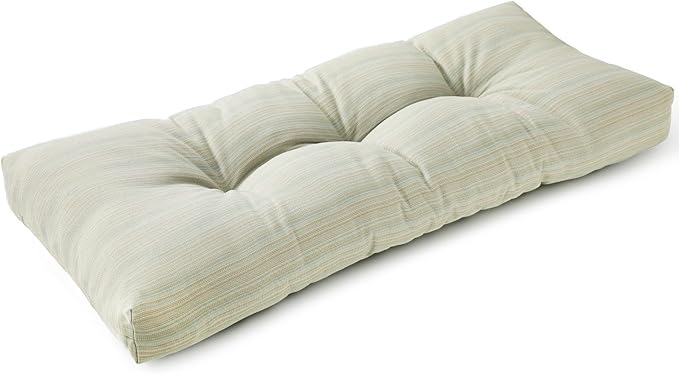 SUNROX LokGrip Non Slip Tufted Memory Foam Bench Cushion, FadeShield Water Resistant Durable Thicken Outdoor/Indoor Bench Seat Pads 42x16x4 inch, Seaside Breeze