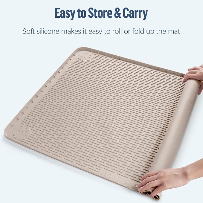 Pee Pad Holder for Dogs 50''x35'' Silicone Puppy Pee Pad Tray, Khaki | Extra Large Dog Potty Tray Leak-Proof, High Edge, No Spill Training Pads for Floor Protection, No Pee Pads