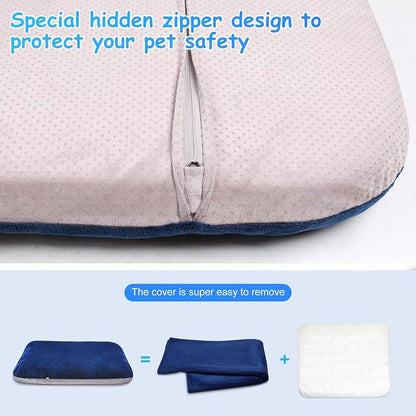 Magic Dog Super Soft Extra Large Dog Bed Jumbo Pet Beds Orthopedic 47 Inch Washable Anti Slip Dog Sleeping Mattress with Removable Cover, Blue XL