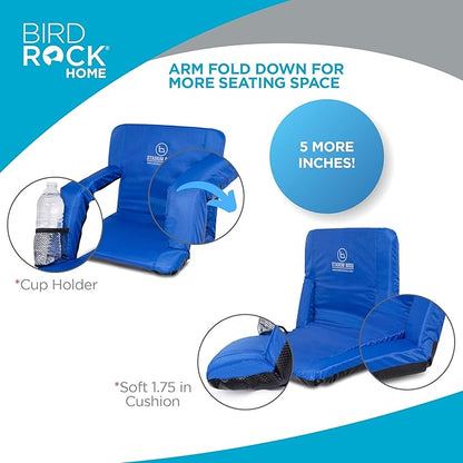 Stadium Boss Recliner Stadium Seat for Bleachers, Benches, Lawns, Backyard, Camping & Beach – Padded Sport Chair, Cushion Backs & Armrest – 6 Reclining Positions – Portable Carry Straps – Blue