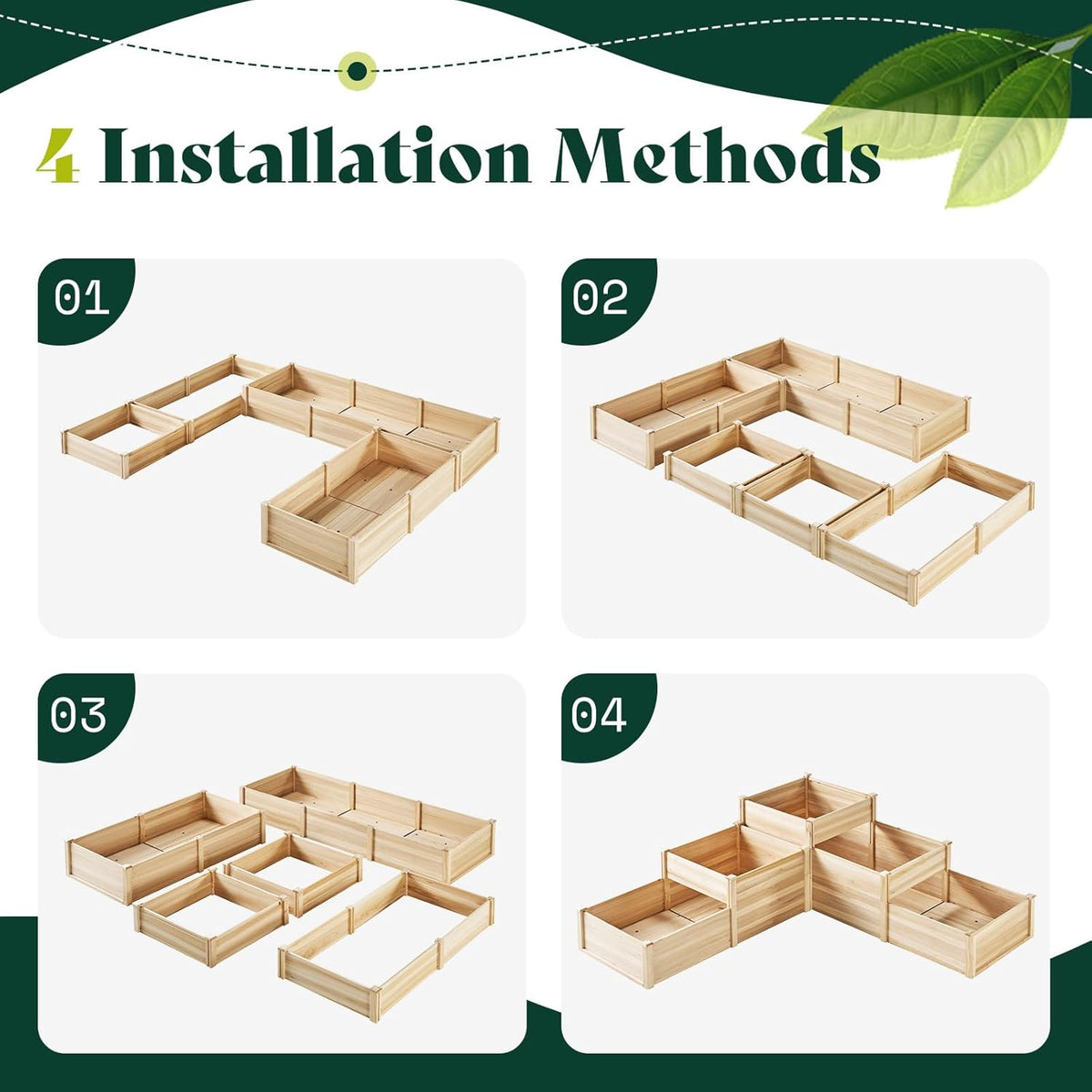 AMERLIFE 3-Tier Raised Garden Bed for Outdoor Gardening, Fir Wood Planter Box with Dividers, Tool-Free Assembly, Garden Box Perfect for Vegetables, Herbs, and Flowers
