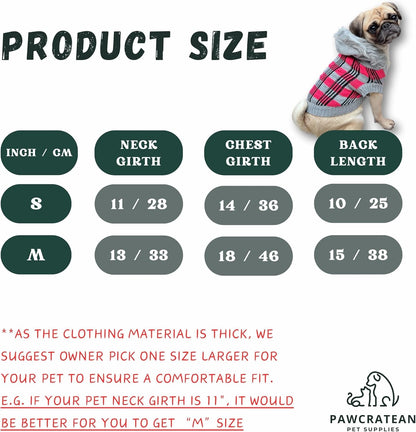 Cute Sweater for Dogs and Cats Soft Flannel Pet Outfit Warm and Cozy Animal Hoodie Small to Large Pet Clothes for Halloween Parties and Everyday Wear (Small, Green Checkered with Hat)