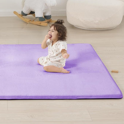 PAPAMAT 1.3" Thick Baby Floor Play Mat 50x50, Basic Padded Foam Mat for Tummy Time Crawling, Non Slip Cushioned for Babies Toddlers Infants Kids (Violet)