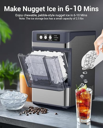 44 lbs/Day Nugget Ice Maker Countertop, Pebble Ice Machine