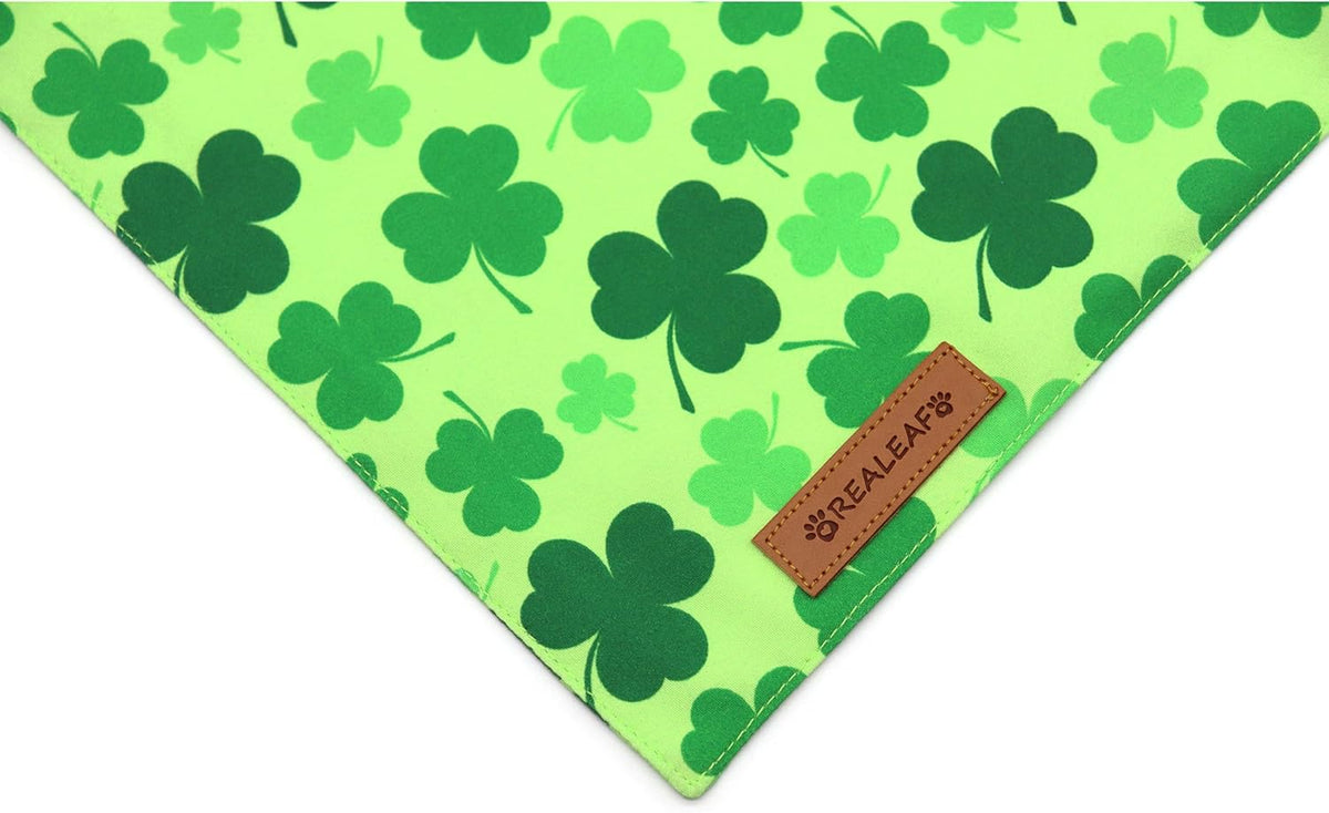 Realeaf St. Patrick's Day Dog Bandanas 2 Pack, Triangle Reversible Pet Scarf for Boys and Girls, Premium Durable Fabric, Holiday Bandana for Large and Extra Large Dogs (X-Large)