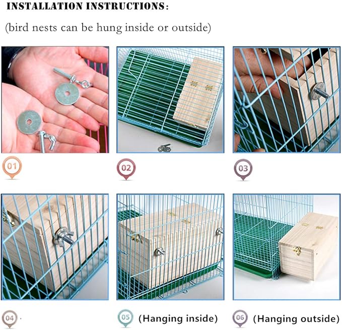 YJJKJ Wood Parakeet Nest Box Pet Bird House Parrot Breeding Mating Box Bird Cage Box for Lovebirds Cockatiel Parrotlets Budgerigar Parakeet (XL)