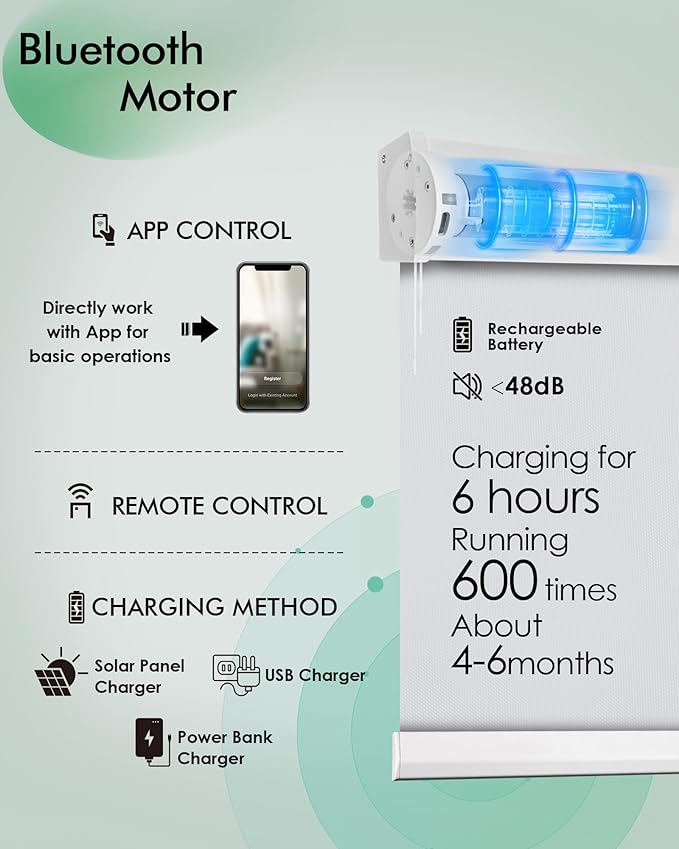 Yoolax Motorized Blinds with Remote, Automatic Roller Shades Cordless Electric