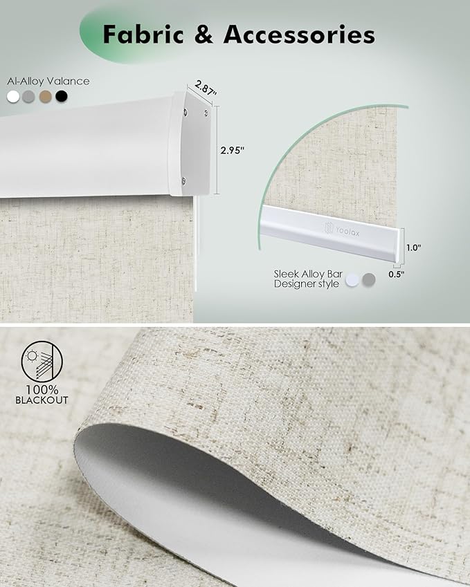 Yoolax Motorized Blinds with Remote, Automatic Roller Shades Cordless Electric