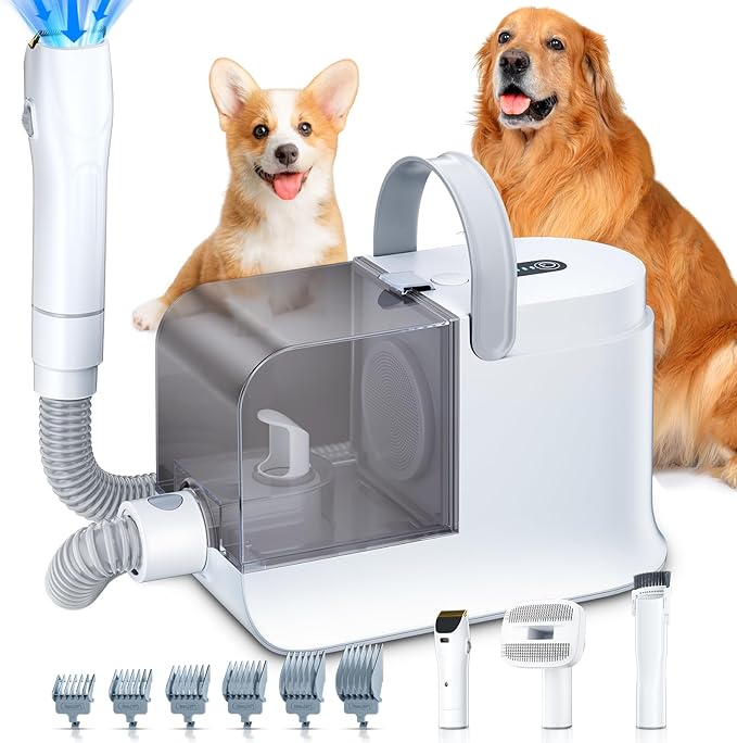 LABIGO Dog Grooming Vacuum, 12000Pa Dog Hair Vacuum with Pet Clipper, 1.8L Pet Vacuum for Shedding Grooming Trimming, 3 Suction Modes Grooming Kit with 4 Grooming Tools for Cats