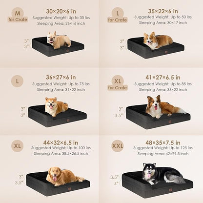 EHEYCIGA XL Dog Bed Memory Foam for Crate, Extra Large Dog Bed Orthopedic with Washable Removable Cover, Waterproof Pet Sofa Couch XLarge Size Dogs, 41x27x6.5, Black | Washable Removable Cover, Waterproof Flat Pet Sofa Couch with Nonskid Bottom, 41x27x6.5