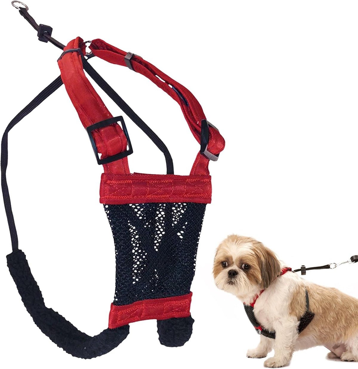 Sporn No Pull Dog Harness for Small-Sized Dogs - Red Mesh, Heavy Duty Nylon, Breathable, Lightweight, Adjustable, Padded, Soft & Easy, Anti-Pull & Anti-Rub Body Halter, Small Dog Harness for Puppies