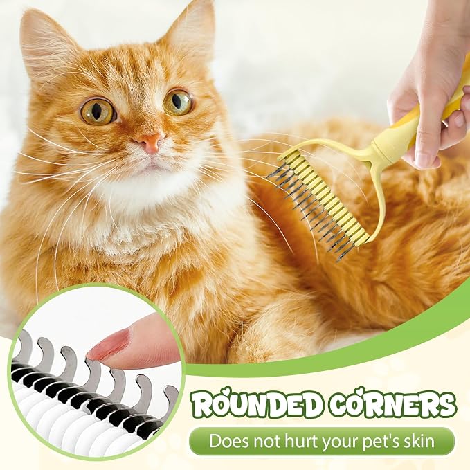 Double-Sided Pet Grooming Brush for Dogs and Cats, 2026 New Dog Deshedding Brush, Dematting Comb Removes Tangles Knots and Loose Fur, Ergonomic Pet Grooming Tool (Yellow*2)