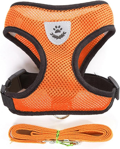 shudyear Summer cat Chest Harness and Leash, Anti-Escape Adjustable Soft mesh cat Leash and Chest Harness Set for All Types of Cats cat Vests (Size M, Orange)