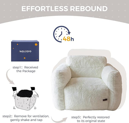 MAXYOYO Giant Bean Bag Chair for Adults, Ultra Soft Fluffy Bean Bag Sofa, Oversized Floor Sofa for Living Room Bedroom, Cozy Reading Chair with Filler, Beige