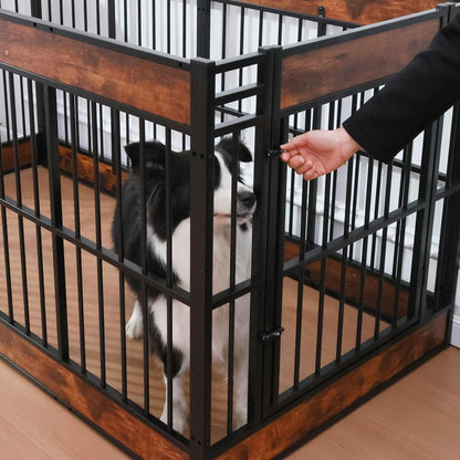 Dog Playpen, 31.5" Height Dog Pen Indoor, Heavy Duty, Safe and Sturdy, Furniture Style Puppy Pen (12 Panels (31.5" High), Rustic Brown)