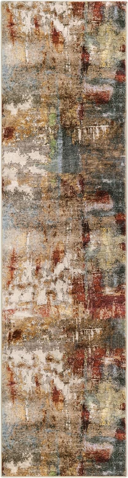 Lahome Washable Runner Rug with Rubber Backing- 2x8 Rug Runners for Hallways Non Slip Kitchen Rugs Non Skid, Modern Abstract Carpet Runner Indoor Floor for Bathroom Entrance Living Room Bedroom,Red