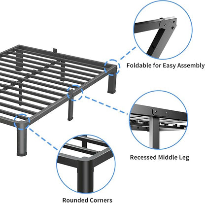 10 Inch Twin Size Bed Frame, 3500Lbs Heavy Duty Metal Platform with Round Corner Legs Mattress Slide Stopper, Steel Slat Support No Box Spring Needed, Noise Free, Non-Slip, Easy Assembly