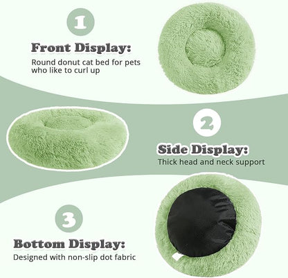 JOLLYVOGUE Dog & Cat Bed, Calming Anti-Anxiety Pet Bed for Small Dogs, Fluffy Donut Cushion for Small and Medium Pets (23")