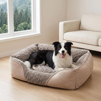 X-Large Dog Bed for Large Medium Small Dogs Rectangle Washable Dog Bed, Orthopedic Dog Bed, Soft Calming Sleeping Puppy Bed Durable Pet Cuddler with Anti-Slip Bottom XL(35"x25"x10")