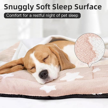 Mora Pets Cat Bed for Indoor Cats Washable Dog Crate Pad Cute Star Dog Bed Mat for Small Dogs Pet Kennel Pad for Cage Soft Flat Puppy Kitten for Sleeping Anti-Slip Pink 22 x 13 inch 2 Pack