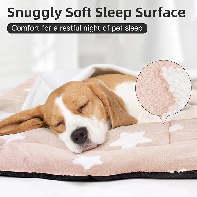 Mora Pets Dog Crate Pad Washable Dog Bed for Crate Flat Cat Pet Kennel Mat | Soft Dog Bed Mat, Crate Pad for Dog Cages Cozy Sleeping Liner, Pet Pillow Cushion Large Puppy Bed Cute Anti Slip Pink 36 x 23