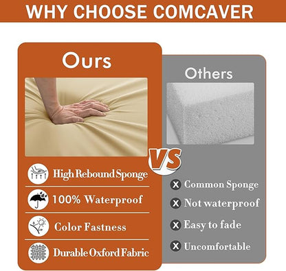 Outdoor Chair Cushions 16 x 17 Inch, Set of 4, Waterproof Patio Chair Cushions with Tie 5 Year Color Fastness Thick Outdoor Seat Cushion for Garden Lawn Patio Furniture Beige