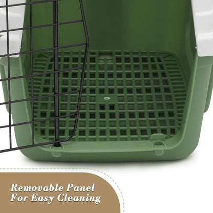 Athena Collection 22" Hard-Sided Travel Pet Carrier for Small Dogs and Cats | Plastic Dog Crate with 2-Door Top & Front Load, Ventilation, Security Lock, Cat Dog Carrier for Pet, up to 22lbs, Green