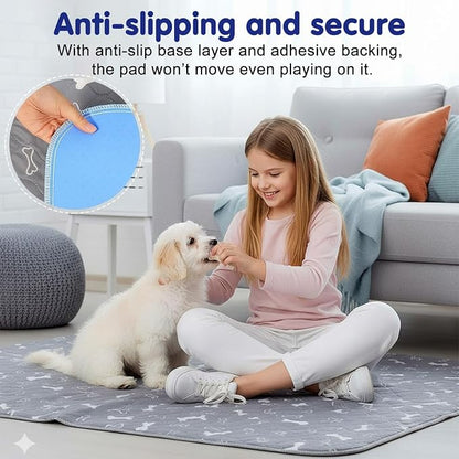Pee Pads with Pheromones, Elite Pads for Cats, Washable Pee Pads for Dogs, Leak-Proof & Anti-Slip Pet Training Pad for Home & Travel(Grey, L: 31.5" × 27.6")