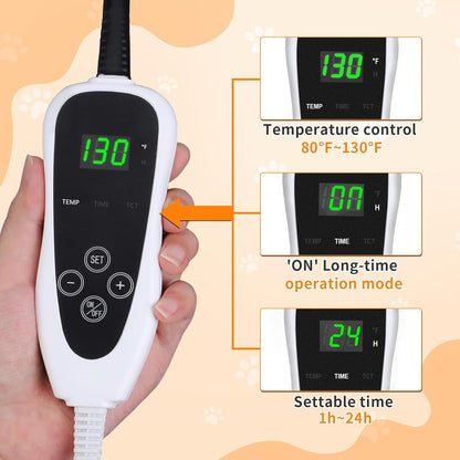 Large Dog Heating Pad 36×24 in for Dogs Smart Thermostat,Whelping Box for Dogs Metal Tube Waterproof Shell with Plush Cotton Cover Puppy Whelping Supplies -Apricot