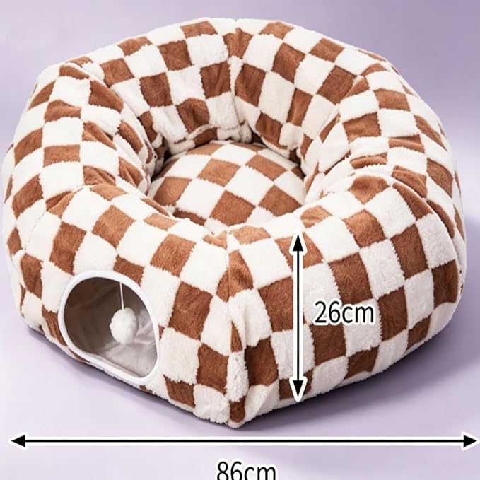 2026 New Tunnel Bed for Dachshund Dog,Dachshund Tunnel Bed - Flower Design Plush Foldable Dog Bed,Cat TunnelBed for Indoor Cats Tunnel Donut with Cushion and Play Ball,2 in 1,Detachable (D)
