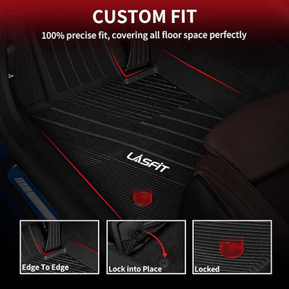 LASFIT Floor Mats 2019-2023 2024 2025 for BMW 3 Series G20 3 Series 330i 330e M3 M340i Accessories Sedan Only, Custom Fit TPE All Weather Car Liners 1st & 2nd Row Full Set, Black(NOT for GT & 2 Door)