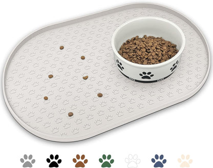 KPWACD Dog Food Mat Anti-Slip Bowl Mats for Food and Water, High-Lips Waterproof Pet Placemat Prevent Messy Spills to Floor, Silicone Puppy Feeding Trays for Large Medium Small Dogs Cats