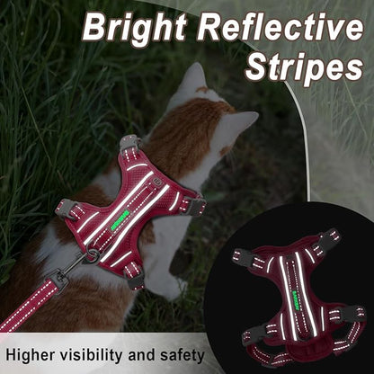 Cat Harness and Leash Set for Walking Escape Proof for Small Large cat Kitten Harness with ID tag Pocket (Pink,XXS)