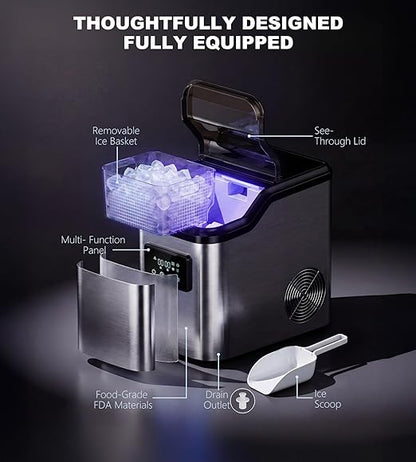 Nugget Ice Makers Countertop, Portable Pebble Ice Machine