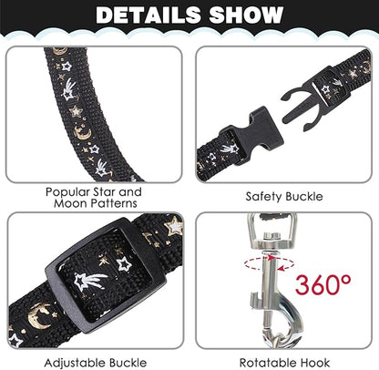 PAWCHIE Cat Harness with Leash and Collar Set - Escape Proof Adjustable Glow in The Dark Cat Harness for Kitty Outdoor Walking