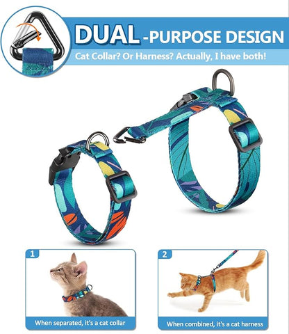 Halypet Cat Harness and Leash Set, 3-in-1 Adjustable & Lightweight, Escape-Proof, Comfortable Soft Kitten Harness for Large Cats, Safe, Easy to Wear, Outdoor Walking Travel