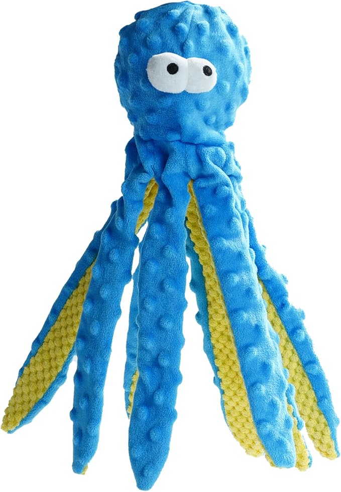 Nocciola Octopu Crinkle Squeaky Dog Toys for Aggressive Chewers, Durable Stuffed Plush Rope Tug Puppy Toy for Small, Medium Large Dogs, Octopus Fish Ocean Beach Summer, Dog Birthday Gifts