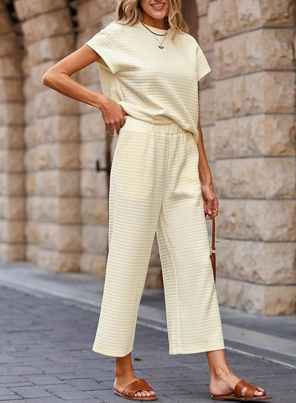 SHEWIN Womens Two Piece Fall Outfits Sweatsuits Casual Pullover Tops and Wide Leg Sweatpant Lounge Sets