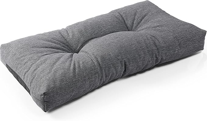 SUNROX LokGrip Non Slip Tufted Memory Foam Bench Cushion, FadeShield Water Resistant Durable Thicken Outdoor/Indoor Bench Seat Pads 27x12x4 inch, Heather Charcoal