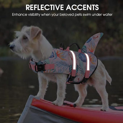 Shark Dog Life Vest for Swimming, Pet Life Vests for Boating, High Buoyant DogLife Jacket, Ripstop High Flotation Swimsui for Small, Medium, Large Dogs (HawaiiPink,XXL)