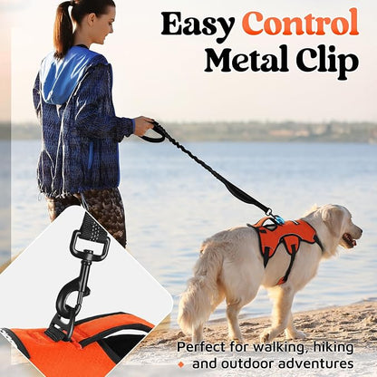 rabbitgoo Escape Proof Dog Harness for Large, No Pull with Lift Handle | No Escape, Full Soft Padded, Reflective Adjustable Vest, Leash Clip for Walking Hiking Training, Orange, Large