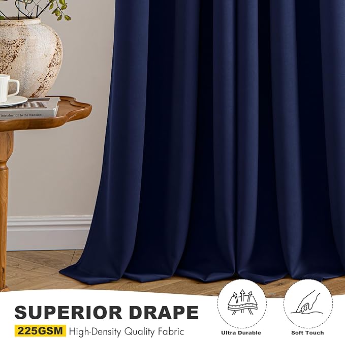 MIULEE Navy Blue Blackout Curtains