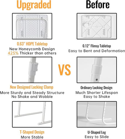 Allpop Max TV Tray Table, Large TV Dinner Tray for Eating, Adjustable Tray Stand on Couch & Bed, Folding Laptop Table with 6 Heights & 3 Tilt Angles, White